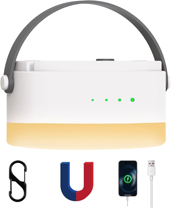 LED Camping Tent Light,Dimmable Warm Light with USB C Charging and Magnetic Hanging Design,Rechargeable 4500mAh Portable Lantern for Emergency,Outdoor,Vendor Booths