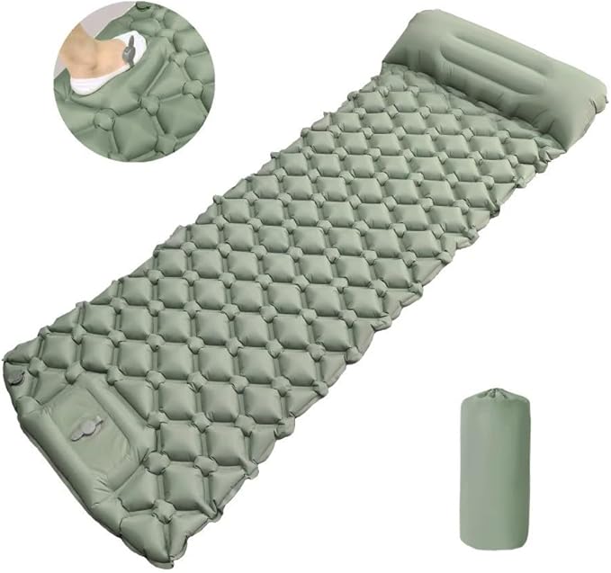 Ultralight Inflatable Camping Sleeping Pad – Compact Built-in Pillow,Waterproof & Durable –Connects to Double Bed and Ideal for Camping, Hiking & Outdoor Adventures