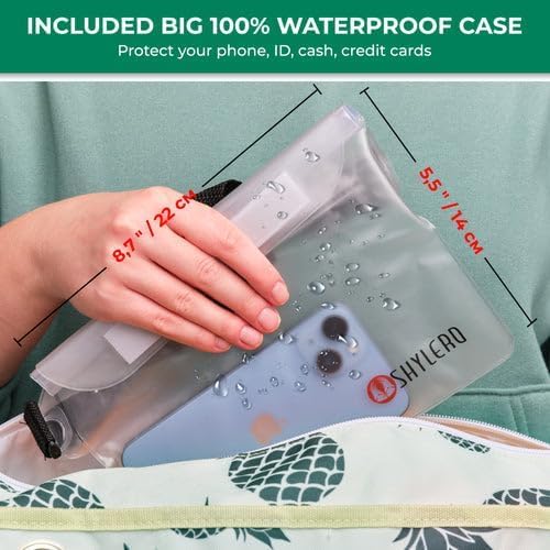 SHYLERO Beach Bag and Pool Bag. Has Airtight Pouch, Ton of Pockets. Beach Tote is Zippered, Water Resistant. Family Size