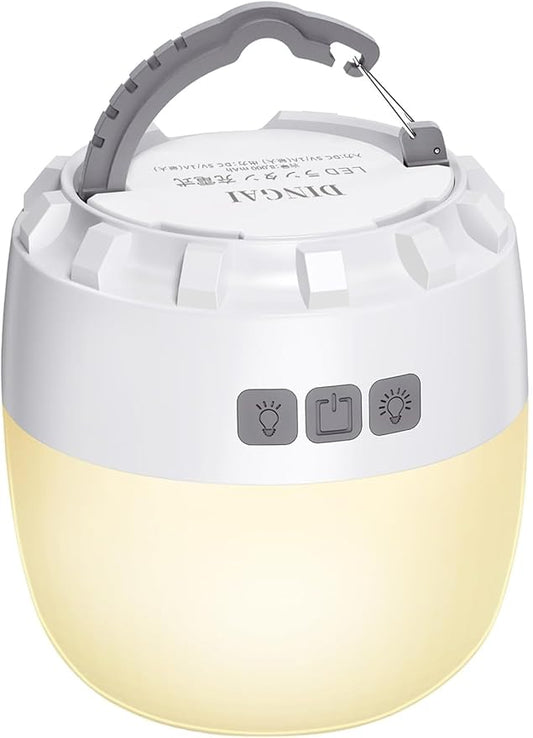 LED Camping Lantern Rechargeable, 8000mAh Battery, 4 Light Modes, Dimmable, Waterproof, 16H Runtime, Memory Function, Emergency Light for Power Outages, Hurricane, Camping, Hiking, Home Use