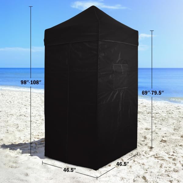 Pop Up Changing Tent - 46.5” Steel Frame Canopy Sun Shelter Pool Cabana, Portable Changing Room, or Privacy Tent for Camping Toilet or Portable Shower - Camping Essentials by Wakeman Outdoors (Black)