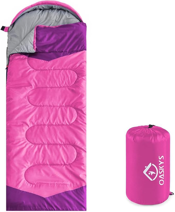 oaskys Camping Sleeping Bag - 3 Season Warm & Cool Weather - Summer Spring Fall Lightweight Waterproof for Adults Kids - Camping Gear Equipment, Traveling, and Outdoors