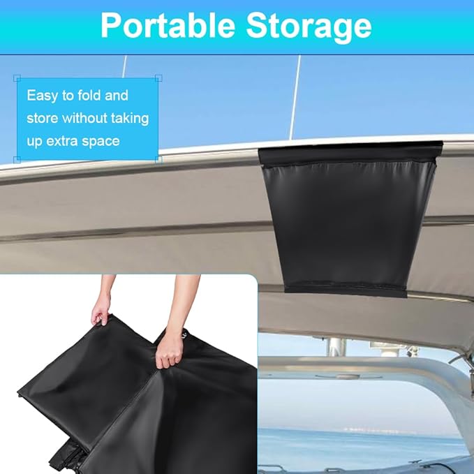 Pontoon Boat Privacy Tent Boats Curtain Adjustable Hanging Install Under Bimini Top 72" H 30" L 27" W Waterproof Portable Changing with Storage Bag