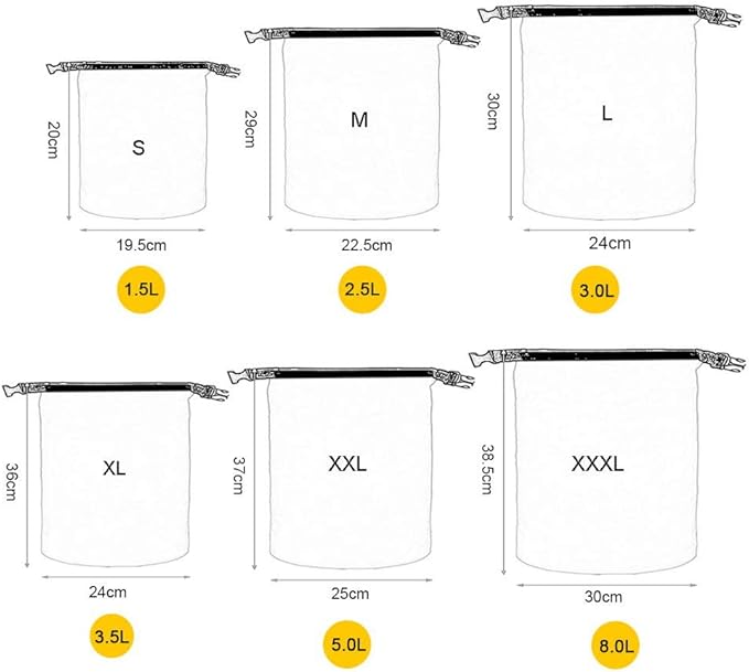 Lixada Waterproof Dry Bags, 3/5/6 Pack Ultimate Dry Sack - 3L+5L+8L Lightweight, Roll Top Outdoor Dry Sacks for Kayaking Camping Hiking Traveling Boating Water Sports