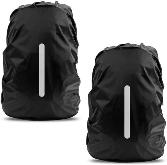 LAMA 2pcs Waterproof Rain Cover for Backpack, Reflective Rainproof Protector for Anti-dust and Anti-Theft M 30L-40L Black