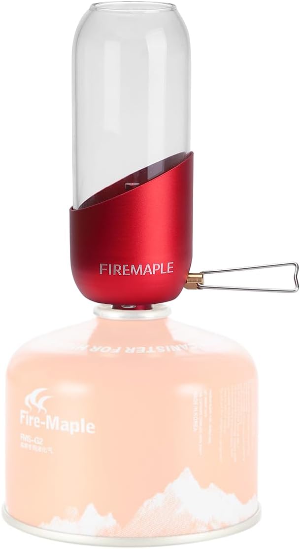 Fire-Maple Orange Camping Lantern Glass, Steel & Aluminum | Propane or Isobutane Fuel Canister Beautiful Lights | NO Mantles Needed | Propane Lanterns for Camping, Emergency Essential
