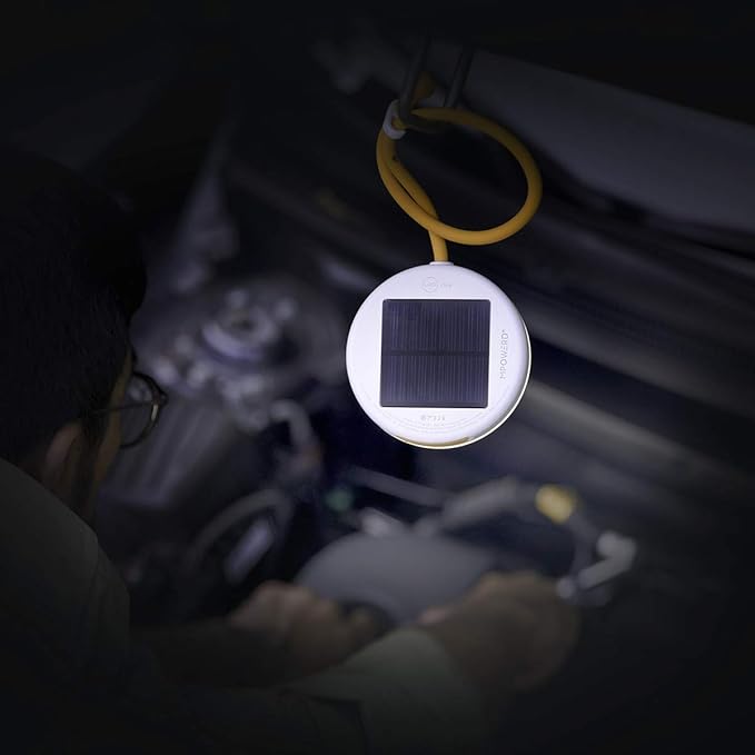 MPOWERD Luci Core: Solar Utility Task Light | Adjustable Silicon Arm, 40 Lumens, Lasts 12 Hours, Work, Emergency, Outdoor Light, No Batteries Needed, USB for Quick-Charging, Waterproof, White, yellow