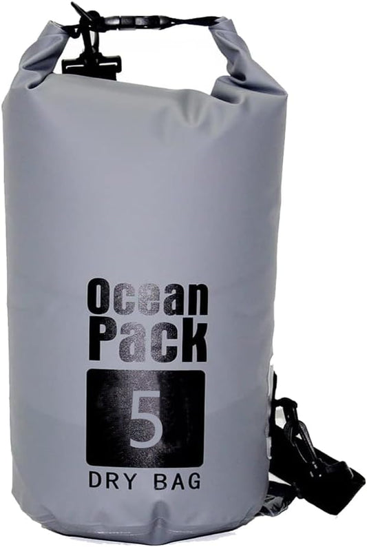 YDYJKI Floating Waterproof Dry Bag for Travel 5L/10L/20L/30L, Roll Top Sack Keeps Gear Dry for Kayaking, Rafting, Boating, Swimming, Camping, Hiking, Beach, Fishing (Grey, 5L)