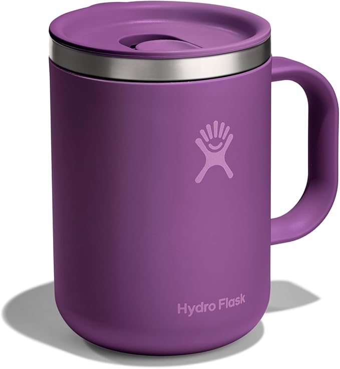 Hydro Flask Coffee Mug – Insulated Stainless Steel, Non Spill, Leak Proof Travel Mug 24 Oz Beachplum Purple