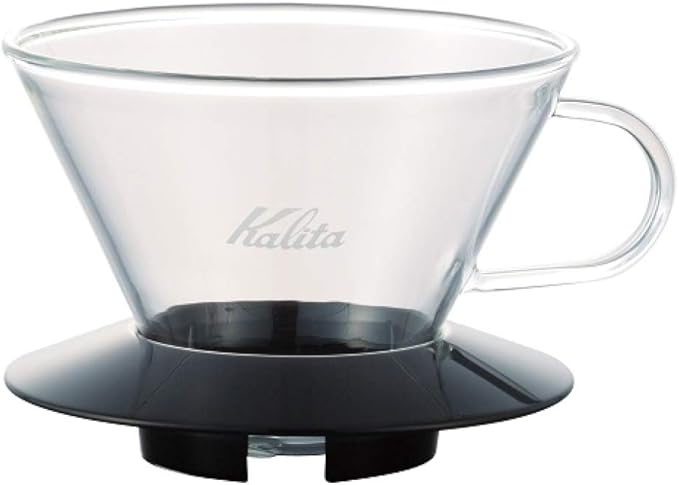 Kalita Wave Pour Over Coffee Dripper, Size 185, Makes 16-26oz, Single Cup Maker, Heat-Resistant Glass, Patented & Portable,black
