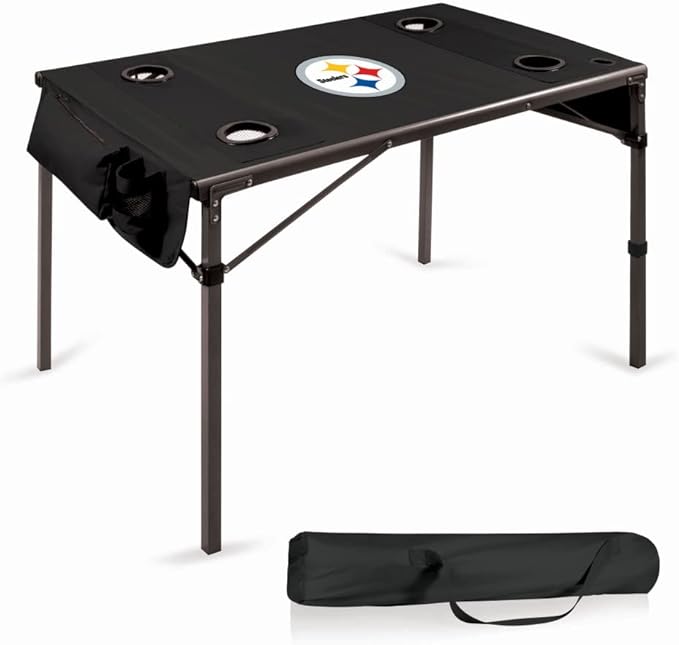 PICNIC TIME NFL Portable Soft Top Travel Table, Black