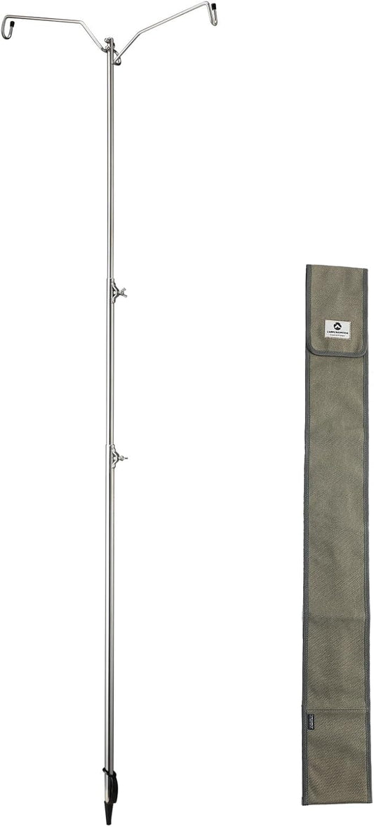 camping moon CAMPINGMOON Heavy Duty Stainless Steel Lantern Pile Driver Height Adjustable with Tripod Stand and Storage Bag D-240, D-243