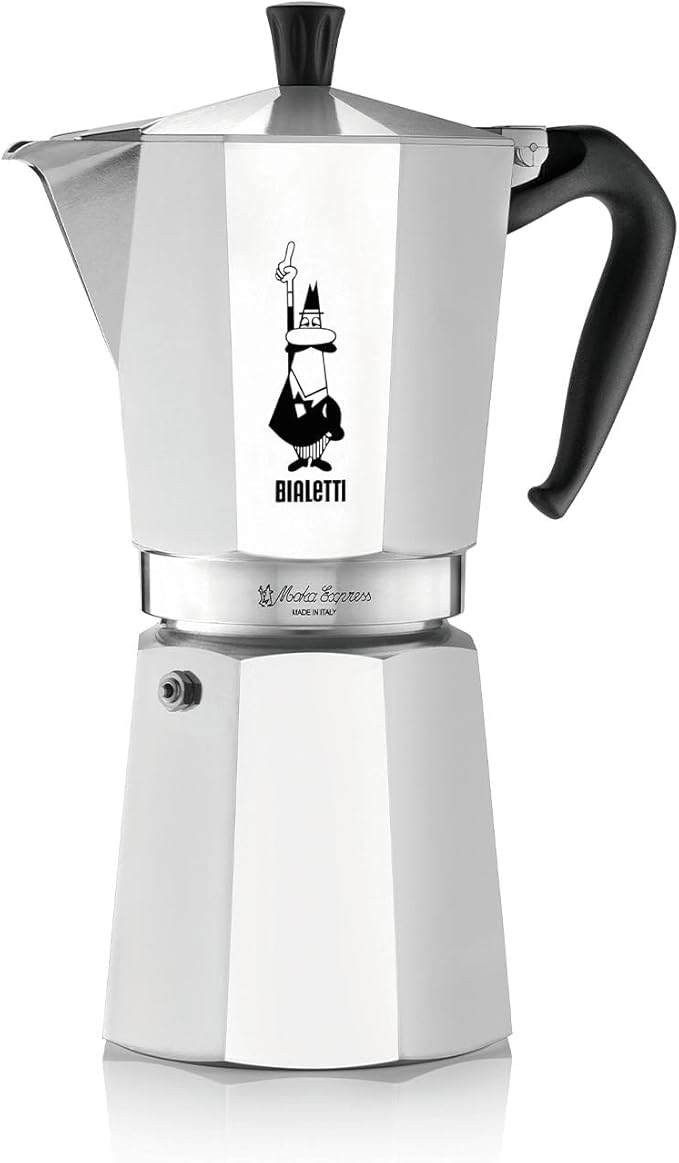 Bialetti - Moka Express: Iconic Stovetop Espresso Maker, Makes Real Italian Coffee, Moka Pot 12 Cups (22 Oz - 670 Ml), Aluminium, Silver