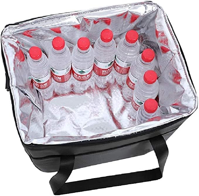 NZ home XXL Insulated Cooler Bag and Food Warmer for Delivery & Grocery Shopping with Zippered Top, Black (1 pack)