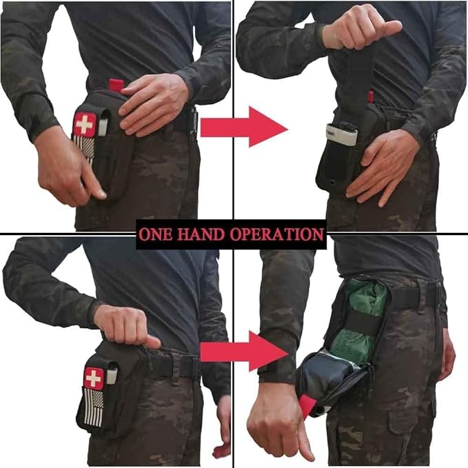 Ifak Med Trauma Kit, Molle Tactical Emergency First Aid Kit,Red Military Survival Molle EMT Medical Kit Refill Supplies Fot Duty Belt