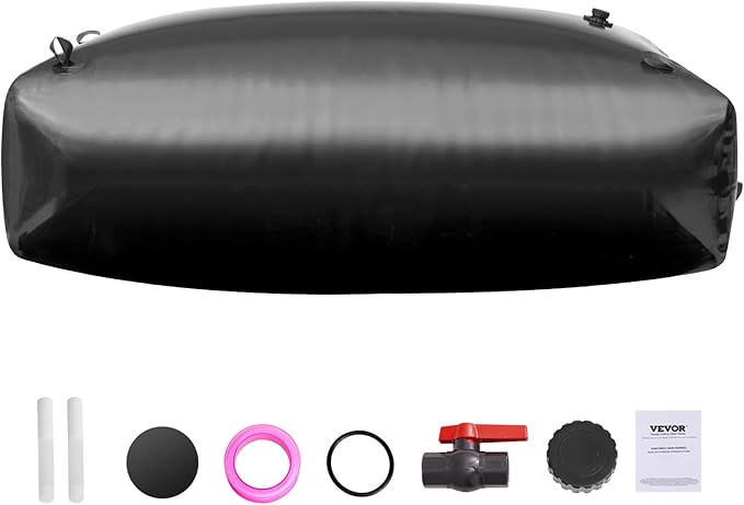 VEVOR 1000L/264 Gallon Water Storage Bladder, RV Water Tank, 1000D PVC Collapsible Water Storage Containers, Large Capacity Soft Water Bag, Portable Water Bladder,Camping,Emergency Water Supply