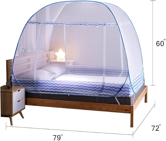Jsanh Folding Mosquito Net Tent Canopy Curtains for Beds Pop Up King Size Portable Netting with Bottom Baby Adults L80XW72XH62inch