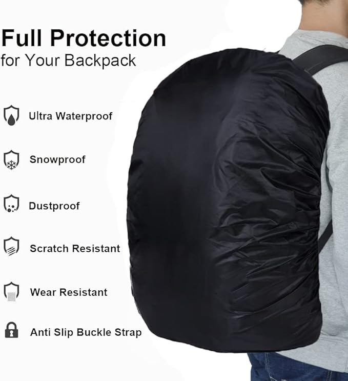 Waterproof Backpack Rain Cover with Anti Slip Buckle Strap for Camping, Hiking, Traveling, Hunting, Biking, 15-80L