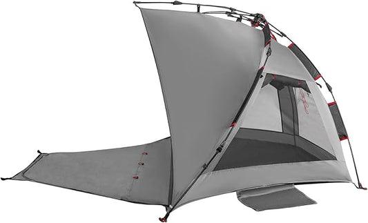 apollo walker Beach Tent Sun Shelter 3-4 Person Easy Setup Portable Sunshade Canopy Large,Extended Floor,Stakes,Sand Pockets,UPF 50+ Waterproof Windproof Outdoor Camping Fishing Picnic