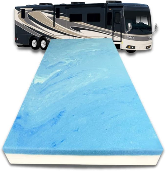 FoamRush 6-Inch Bunk (48" x 72") Gel Memory Foam Mattress Replacement, Travel Comfort, Pressure Relief, Made in USA, Camper Trailer Truck, Cover Not Included, Three Quarter Size