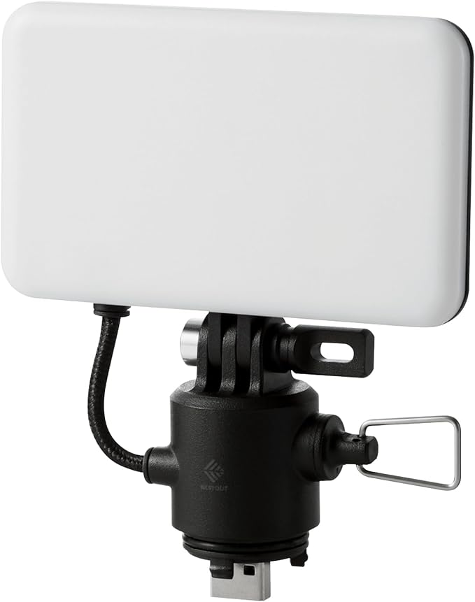 ELECOM NESTOUT Outdoor Camping LED Panel Flashlight w/ Mini Tripod, Dimmable USB Powered LED Light, IP44 Water Dust Resistant, 30-1000 Lumen, Portable Lantern for NESTOUT Power Bank, Black (Flash-1)