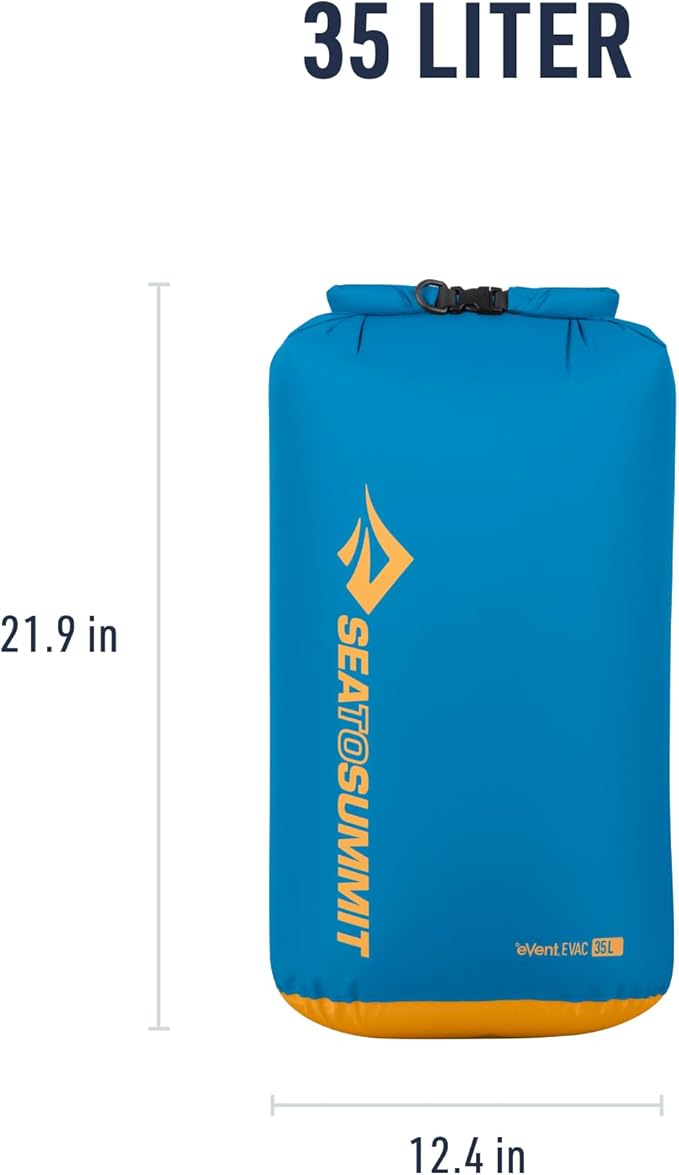 Sea to Summit eVac Dry Bag, Roll-Top Compression Sack, 35 Liter, Turkish Tile Blue