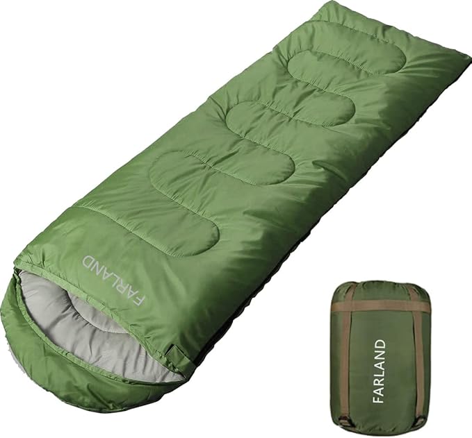 FARLAND Sleeping Bags 30℉ for Adults Teens Kids with Compression Sack Portable and Lightweight for 3-4 Season Camping, Hiking,Waterproof, Backpacking and Outdoors