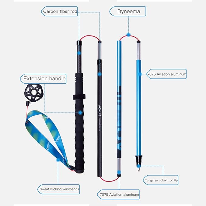 AONIJIE Trekking Poles -2 Ultralight Collapsible Carbon Fiber Hiking Poles with Anti-Shock and Quick Lock System, Folding Walking Sticks for Hiking, Camping