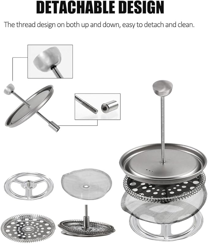 Lixada Titanium Cup Camping Coffee Mug 750ml Outdoor French Press Pot, Camp Cooking Pot, Coffee Maker with Lid, Multi-Functional Travel Mug for Outdoor Camping, Hiking, Picnic, Backpacking