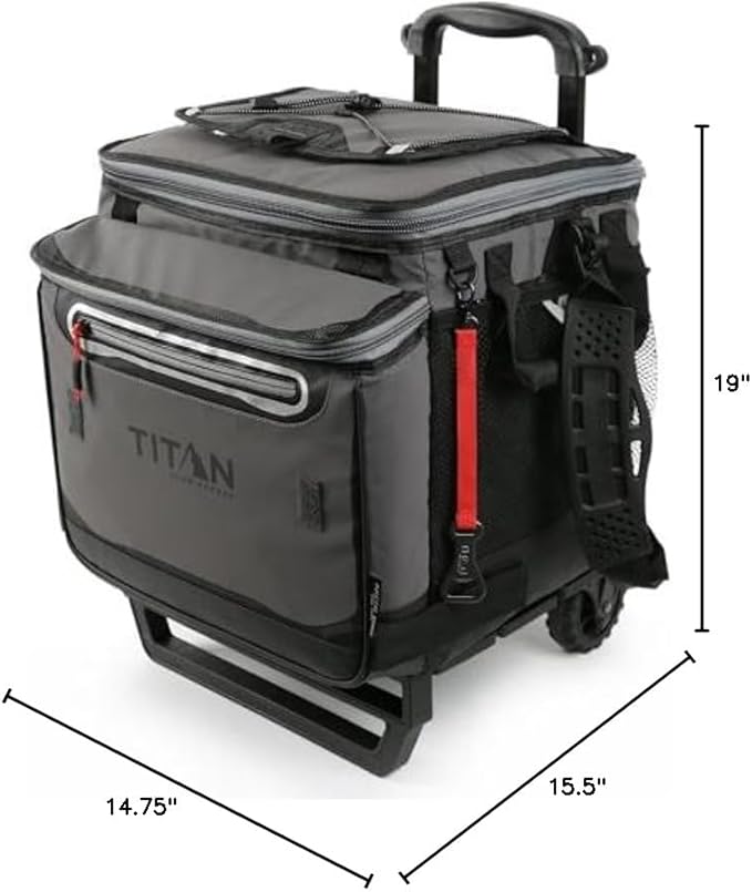 Titan Deep Freeze 60 (50+10) Can Wheeled Cooler - Collapsible Rolling Cooler with Wheels and All-Terrain Cart