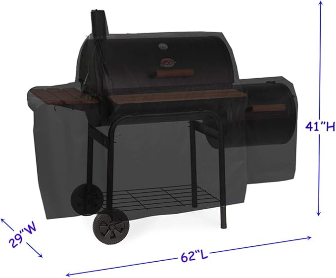 Heavy Duty Waterproof Grill Cover for Char-Griller 2121,2123 Grills and Char-Griller Smokers with Side Fire Box,Black