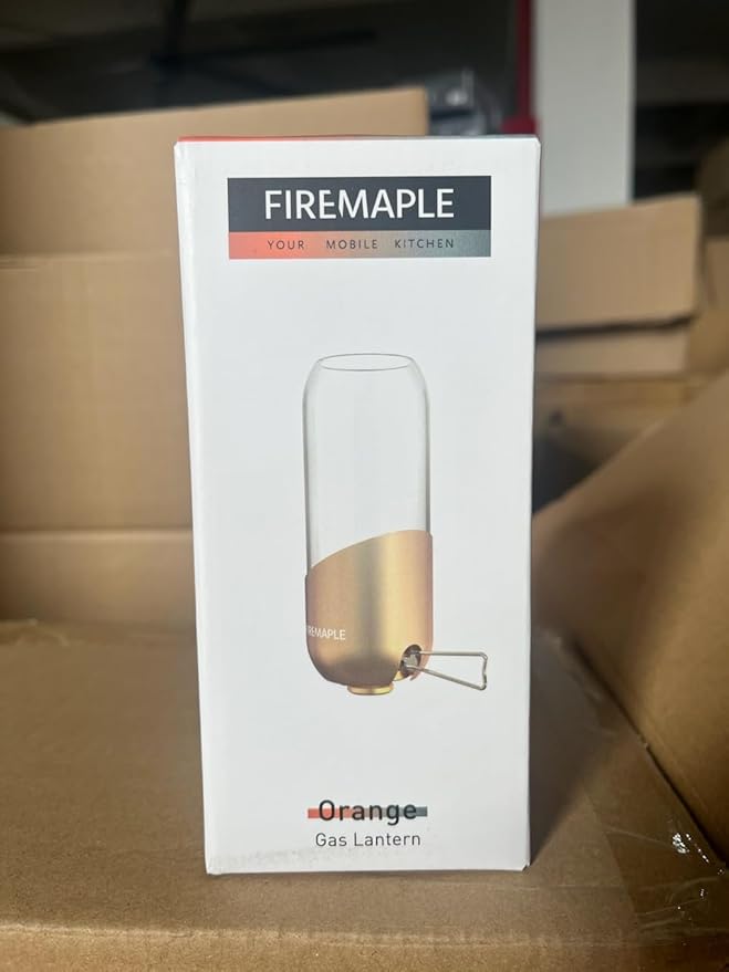 Fire-Maple Orange Camping Lantern Glass, Steel & Aluminum | Propane or Isobutane Fuel Canister Beautiful Lights | NO Mantles Needed | Propane Lanterns for Camping, Emergency Essential