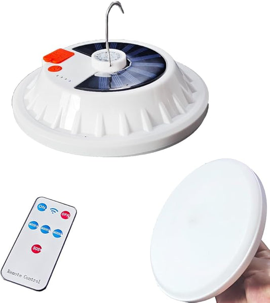 LED Camping LED Tent Solar Lantern Lights 6000LM 5 Mode USB Rechargeable Remote Control Portable Light Tent Hanging Flashlight Outdoor Fishing Emergency Courtyard Garden 1pack