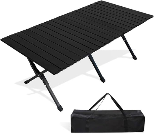 Folding Camping Table with Carry Bag Lightweight Roll-Up Table Aluminum Folding Camp Table That Fold Up Portable Beach Table for Hiking BBQ Party