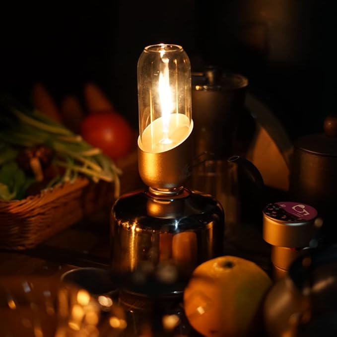 Fire Maple Orange Camping Light, Propane Lamp，Gas Lantern, Glass Lampshade & Windproof, NO Mantles Needed, Brightness Adjustable, Heating, Camping Atmosphere &Bright Flames