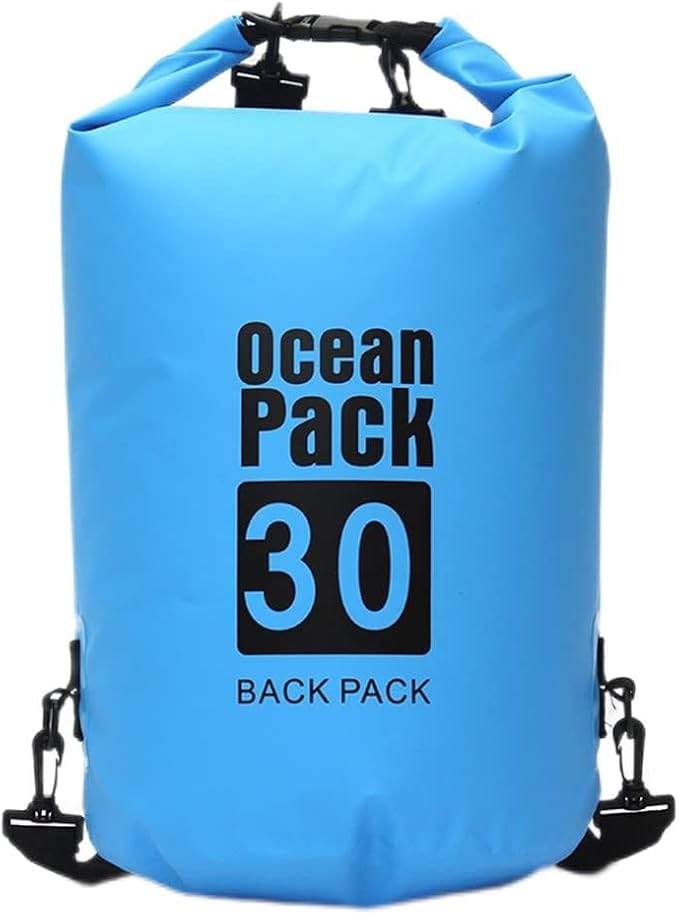 YDYJKI Floating Waterproof Dry Bag for Travel 5L/10L/20L/30L, Roll Top Sack Keeps Gear Dry for Kayaking, Rafting, Boating, Swimming, Camping, Hiking, Beach, Fishing (Light Blue, 30L)