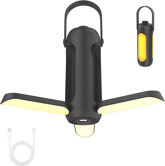 Camping Lantern 720LM with Flashlight Design, 10000mAh Rechargeable LED Camping Lamp, 11H Run Time, Deployable Lampshade Multifunctional Camping Light for Hurricane, Emergency, Travel-Grey