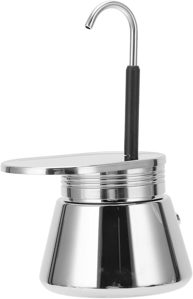 Single Spout Mocha Pot, Stainless Steel Espresso Maker Coffee Pot Lightweight Cafe Maker Portable Outdoor Camping Brewed Coffee Cup for All Electric Ceramic Gas Stovetops(50ml)