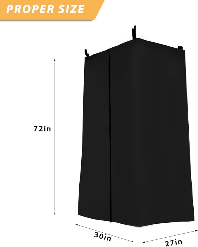 Privacy Tent for Boats, Heavy-Duty Hanging Changing Room for Pontoon Boats, Privacy Curtains for Pontoon Boats, Attaches to Bimini Top Poles (Black)