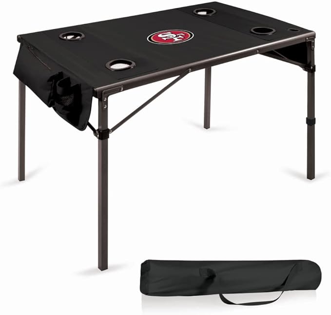 PICNIC TIME NFL Portable Soft Top Travel Table, Black