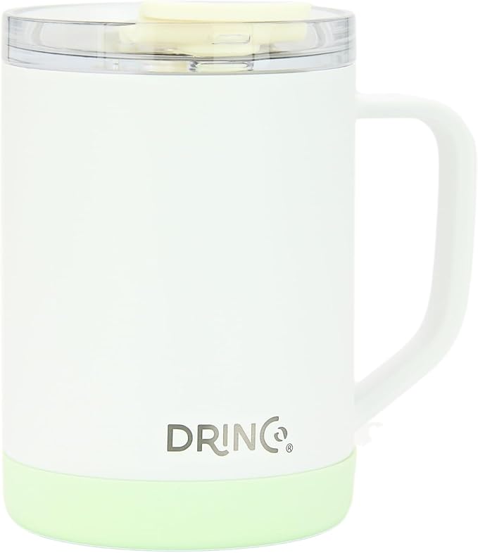 Drinco 16 oz Coffee Mug, Vacuum Insulated Camping Mug with Lid, Double Wall Stainless Steel Travel Mug Insulated Tumblers Coffee Mugs Coffee Cups Tea Cup (16oz Artic White)
