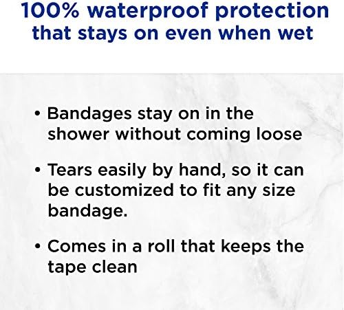 Johnson & Johnson Band-Aid Brand of First Aid Products Waterproof Tape, 1 Inch by 10 Yards (Pack of 4)
