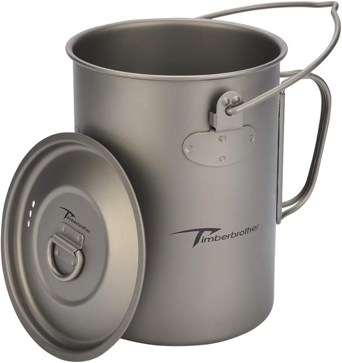 250ml-900ml Titanium Cup Camping Mug Foldable Handle Titanium Pot with Lid