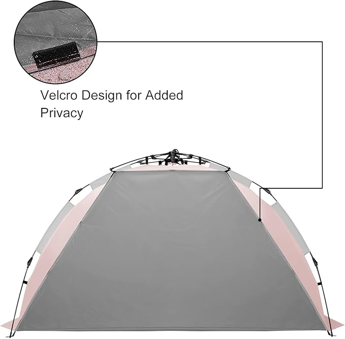 Oileus X-Large 4 Person Beach Tent Sun Shelter - Portable Sun Shade Instant Tent for Beach with Carrying Bag, Stakes, 6 Sand Pockets, Anti UV for Fishing Hiking Camping, Waterproof Windproof, Pink