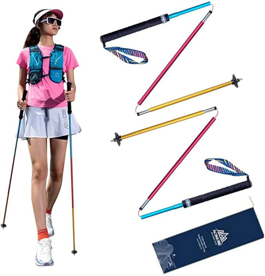 AONIJIE Trekking Poles -2 Ultralight Collapsible Carbon Fiber Hiking Poles with Anti-Shock and Quick Lock System, Folding Walking Sticks for Hiking, Camping