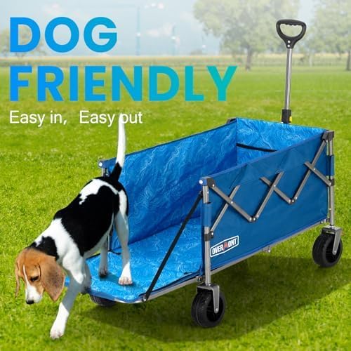 Overmont 200L Collapsible Wagon with Tailgate - 49.2" Extended Heavy Duty Foldable Utility Wagon Folding Cart with All-Terrain Wheels for Outdoor Camping Sports Garden Beach Grocery - 300lbs Support