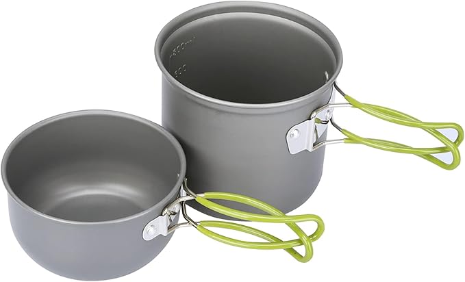 G4Free 2/4/13 PCS Camping Cookware Mess Kit Hiking Backpacking Picnic Cooking Bowl Non Stick Pot Knife Spoon Set