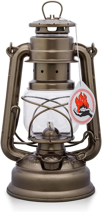 Outdoor Kerosene Fuel Lantern, German Made Weather Resistant Baby Special 276 Galvanized Hurricane Lamp for Camping or Patio, 10 Inches, Bronze