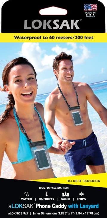 LOKSAK - aLOKSAK Waterproof Phone Bag w/Lanyard - Touch Screen Compatible - Diving Certified (3.9" x 7.5")