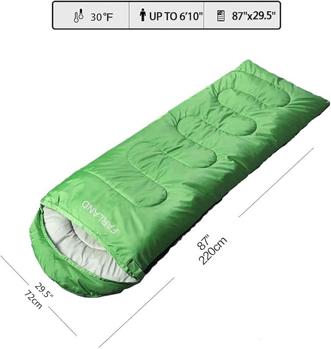 FARLAND Sleeping Bags 30℉ for Adults Teens Kids with Compression Sack Portable and Lightweight for 3-4 Season Camping, Hiking,Waterproof, Backpacking and Outdoors